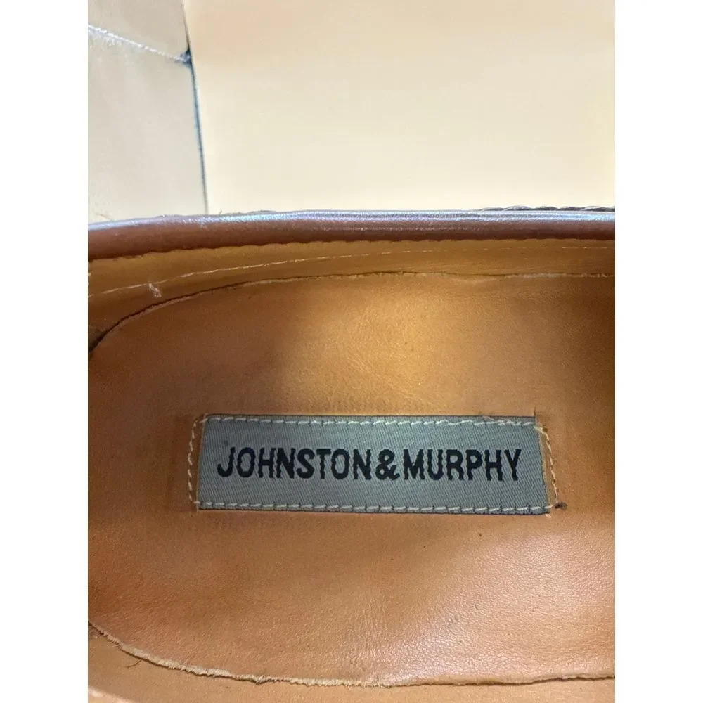Men's Johnston & Murphy Size‎ 8W Brown Tassel Dress Loafer with Braid De…